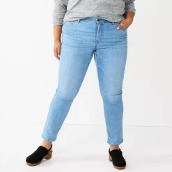Plus Size Sonoma Goods For Life® Premium Elastic-Waist Midrise Straight-Leg Jeans -Sonoma Goods For Life Sales 2024 4988856 Fauna