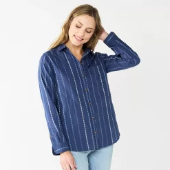 Women's Sonoma Goods For Life® Essential Everyday Button-Down Shirt 30 Women's Sonoma Goods For Life® Essential Everyday Button-Down Shirt -Sonoma Goods For Life Sales 2024 4991213 Blue Multi Stripe