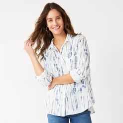 Women's Sonoma Goods For Life® Essential Everyday Button-Down Shirt 27 Women's Sonoma Goods For Life® Essential Everyday Button-Down Shirt -Sonoma Goods For Life Sales 2024 4991213 Blue Tie Dye