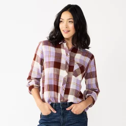 Women's Sonoma Goods For Life® Essential Everyday Button-Down Shirt 22 Women's Sonoma Goods For Life® Essential Everyday Button-Down Shirt -Sonoma Goods For Life Sales 2024 4991213 Brown Purple Plaid
