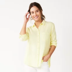 Women's Sonoma Goods For Life® Essential Everyday Button-Down Shirt 24 Women's Sonoma Goods For Life® Essential Everyday Button-Down Shirt -Sonoma Goods For Life Sales 2024 4991213 Light Yellow Texture