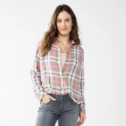 Women's Sonoma Goods For Life® Essential Everyday Button-Down Shirt 33 Women's Sonoma Goods For Life® Essential Everyday Button-Down Shirt -Sonoma Goods For Life Sales 2024 4991213 Mauve Plaid
