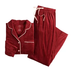 Women's Sonoma Goods For Life® Velour Long Sleeve Pajama Shirt & Pajama Pants Sleep Set -Sonoma Goods For Life Sales 2024 5033010 ALT5