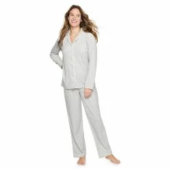 Women's Sonoma Goods For Life® Velour Long Sleeve Pajama Shirt & Pajama Pants Sleep Set -Sonoma Goods For Life Sales 2024 5033010 Silver Heather