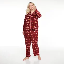 Plus Size Sonoma Goods For Life® Velour Pajama Shirt & Pajama Pants Set -Sonoma Goods For Life Sales 2024 5033014 Red Dogs