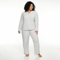 Plus Size Sonoma Goods For Life® Velour Pajama Shirt & Pajama Pants Set -Sonoma Goods For Life Sales 2024 5033014 Silver Heather