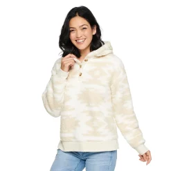 Women's Sonoma Goods For Life® Henley Sherpa Hoodie -Sonoma Goods For Life Sales 2024 5092725 Cream Blanket Print