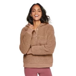 Women's Sonoma Goods For Life® Henley Sherpa Hoodie -Sonoma Goods For Life Sales 2024 5092725 Khaki Tan