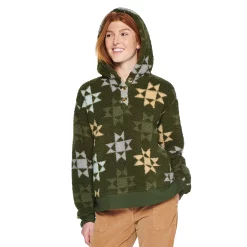 Women's Sonoma Goods For Life® Henley Sherpa Hoodie -Sonoma Goods For Life Sales 2024 5092725 Olive Blue Geo Print