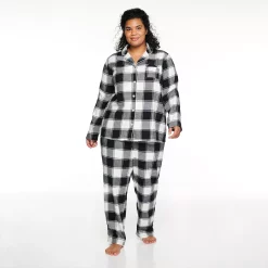 Plus Size Sonoma Goods For Life® Flannel Pajama Shirt & Pajama Pants Set -Sonoma Goods For Life Sales 2024 5146738 Black White Buffalo