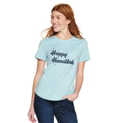Women's Sonoma Goods For Life® Short Sleeve Holiday Graphic Tee -Sonoma Goods For Life Sales 2024 5180762 Happy Hanukkah