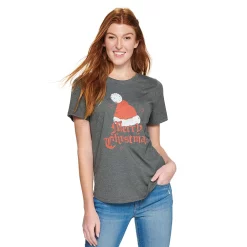 Women's Sonoma Goods For Life® Short Sleeve Holiday Graphic Tee -Sonoma Goods For Life Sales 2024 5180762 Merry Christmas Gray