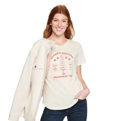 Women's Sonoma Goods For Life® Short Sleeve Holiday Graphic Tee -Sonoma Goods For Life Sales 2024 5180762 Seasons Greetings