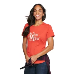 Women's Sonoma Goods For Life® Short Sleeve Holiday Graphic Tee -Sonoma Goods For Life Sales 2024 5180762 So Very Merry Red
