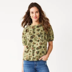 Women's Sonoma Goods For Life® Puff Sleeve Sweatshirt -Sonoma Goods For Life Sales 2024 5237696 Olive Camo Floral