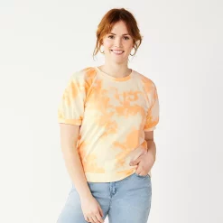 Women's Sonoma Goods For Life® Puff Sleeve Sweatshirt -Sonoma Goods For Life Sales 2024 5237696 Peach Bleach Dye