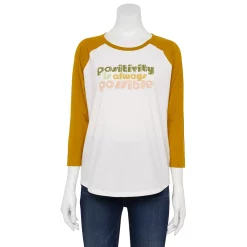 Women's Sonoma Goods For Life® Three Quarter Sleeve Baseball Graphic Tee -Sonoma Goods For Life Sales 2024 5242169 Ivory Positivity