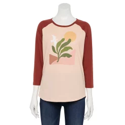 Women's Sonoma Goods For Life® Three Quarter Sleeve Baseball Graphic Tee -Sonoma Goods For Life Sales 2024 5242169 Peach Nature Scene