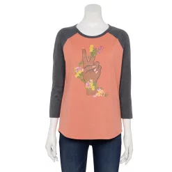 Women's Sonoma Goods For Life® Three Quarter Sleeve Baseball Graphic Tee -Sonoma Goods For Life Sales 2024 5242169 Pink Peace Floral