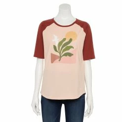Women's Sonoma Goods For Life® Elbow Sleeve Baseball Graphic Tee -Sonoma Goods For Life Sales 2024 5242399 Peach Nature Scene