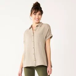 Women's Sonoma Goods For Life® Button-Front Shirt 34 Women's Sonoma Goods For Life® Button-Front Shirt -Sonoma Goods For Life Sales 2024 5254682 Gray Brown