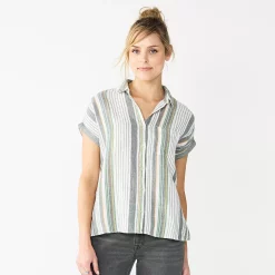 Women's Sonoma Goods For Life® Button-Front Shirt 41 Women's Sonoma Goods For Life® Button-Front Shirt -Sonoma Goods For Life Sales 2024 5254682 Gray Green Stripe