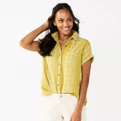 Women's Sonoma Goods For Life® Button-Front Shirt 37 Women's Sonoma Goods For Life® Button-Front Shirt -Sonoma Goods For Life Sales 2024 5254682 Olive Geo Stripe