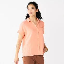 Women's Sonoma Goods For Life® Button-Front Shirt 38 Women's Sonoma Goods For Life® Button-Front Shirt -Sonoma Goods For Life Sales 2024 5254682 Soft Coral