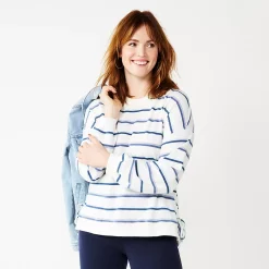 Women's Sonoma Goods For Life® Side Tie Sweatshirt -Sonoma Goods For Life Sales 2024 5271671 Ivory Hope Stripe