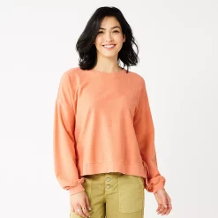 Women's Sonoma Goods For Life® Side Tie Sweatshirt -Sonoma Goods For Life Sales 2024 5271671 Oak Orange