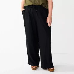 Plus Size Sonoma Goods For Life® Linen-Blend Wide-Leg Pants -Sonoma Goods For Life Sales 2024 5517827 Black