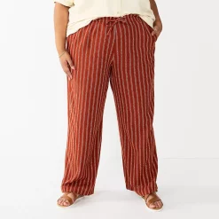 Plus Size Sonoma Goods For Life® Linen-Blend Wide-Leg Pants -Sonoma Goods For Life Sales 2024 5517827 Cinnamon Stripe