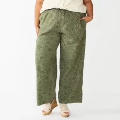 Plus Size Sonoma Goods For Life® Linen-Blend Wide-Leg Pants -Sonoma Goods For Life Sales 2024 5517827 Olive Floral