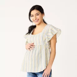 Maternity Sonoma Goods For Life® Squareneck Ruffle Top -Sonoma Goods For Life Sales 2024 5525569 Multi Happy Stripe