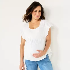Maternity Sonoma Goods For Life® Squareneck Ruffle Top -Sonoma Goods For Life Sales 2024 5525569 Vital White