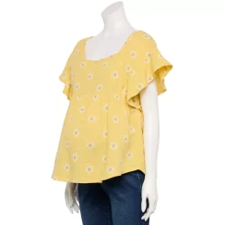 Maternity Sonoma Goods For Life® Squareneck Ruffle Top -Sonoma Goods For Life Sales 2024 5525569 Yellow Floral