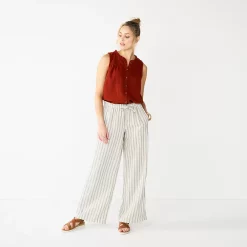 Women's Sonoma Goods For Life® Wide-Leg Linen Blend Pants -Sonoma Goods For Life Sales 2024 5545402 Ivory Stripe