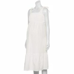 Maternity Sonoma Goods For Life® Smocked Tie-Shoulder Midi Dress -Sonoma Goods For Life Sales 2024 5548733 White