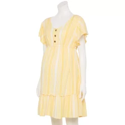 Maternity Sonoma Goods For Life® Flutter-Sleeve Tiered Dress -Sonoma Goods For Life Sales 2024 5549577 Yellow Candy Stripe