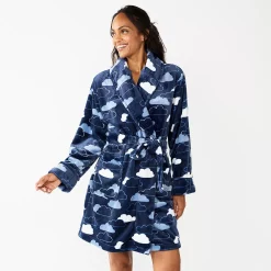 Women's Sonoma Goods For Life® Short Plush Robe -Sonoma Goods For Life Sales 2024 5574694 Navy Clouds