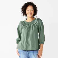 Women's Sonoma Goods For Life® Ruffle Shoulder Peasant Top -Sonoma Goods For Life Sales 2024 5584039 Green Gray Blue