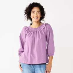 Women's Sonoma Goods For Life® Ruffle Shoulder Peasant Top -Sonoma Goods For Life Sales 2024 5584039 Light Purple
