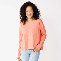 Women's Sonoma Goods For Life® Long Sleeve Pocket Tee -Sonoma Goods For Life Sales 2024 5585375 Coral Pink