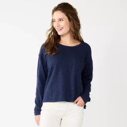Women's Sonoma Goods For Life® Long Sleeve Pocket Tee -Sonoma Goods For Life Sales 2024 5585375 Navy