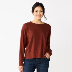 Women's Sonoma Goods For Life® Long Sleeve Pocket Tee -Sonoma Goods For Life Sales 2024 5585375 Plum Wine
