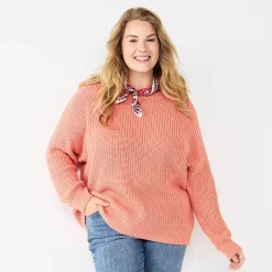 Plus Size Sonoma Goods For Life® Drop Shoulder Sweater -Sonoma Goods For Life Sales 2024 5585467 Coral