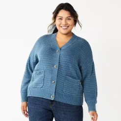 Plus Size Sonoma Goods For Life® Cropped Cardigan -Sonoma Goods For Life Sales 2024 5585627 Washed Blue