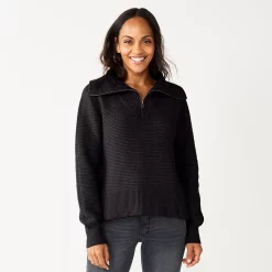 Women's Sonoma Goods For Life® Cozy Quarter-Zip Sweater -Sonoma Goods For Life Sales 2024 5597622 Black