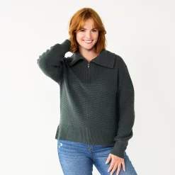 Women's Sonoma Goods For Life® Cozy Quarter-Zip Sweater -Sonoma Goods For Life Sales 2024 5597622 Dusty Green