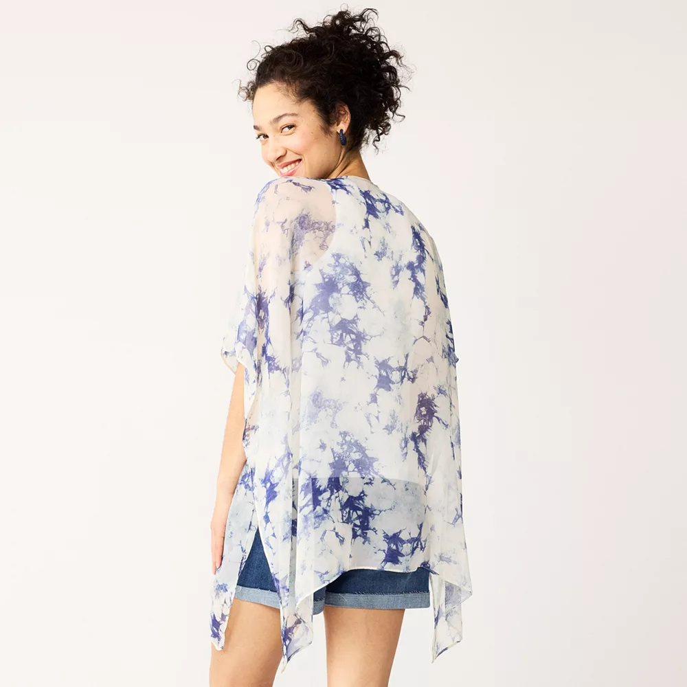 Women's Sonoma Goods For Life® Easy Tye Dye Tie Front Ruana 3 Women's Sonoma Goods For Life® Easy Tye Dye Tie Front Ruana - Image 3